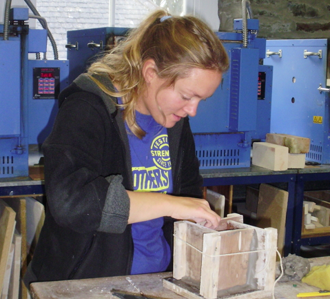 Lisa Bate working in her studio